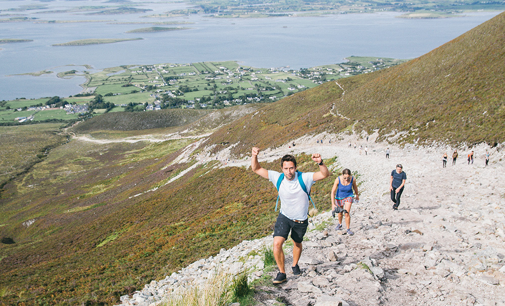 hiking group on mountains